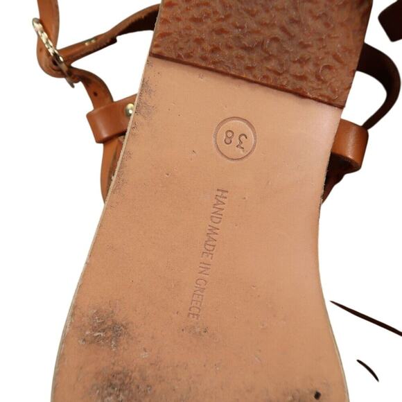 Ancient Greek Sandals Women 38 Sofia Tall Lace Up Gladiator Leather Handmade Tie - Picture 13 of 15